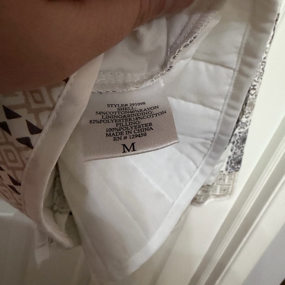 COMO VINTAGE patchwork neutral colors V-neck jacket size medium - Picture 6 of 6